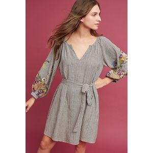 Feather Bone Lindsey Embroidered Stripe Dress S